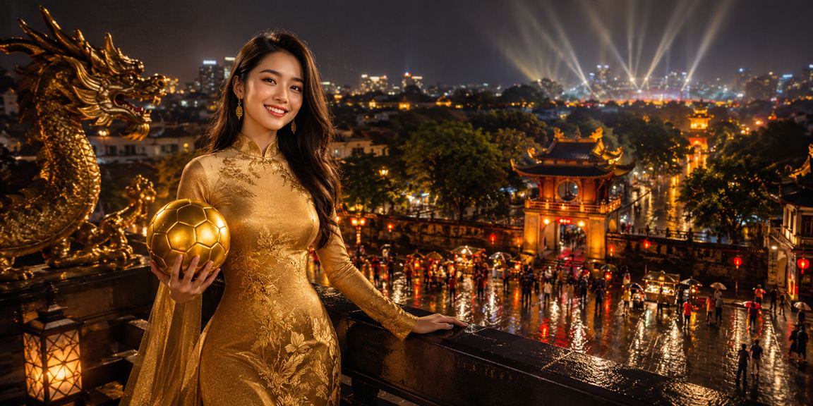 Người phụ nữ Hà Nội mặc áo dài trải nghiệm slots trực tuyến trên điện thoại tại không gian hiện đại