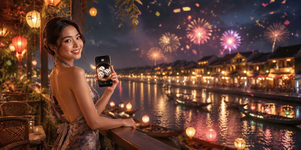 Nhóm bạn chơi tài xỉu tại quán cà phê Hội An trong ánh đèn ấm
